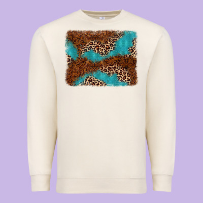 Turquoise Glitter Leopard Background Premium Sweatshirt Designed By Adodesignshop