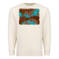 Sandshell turquoise glitter leopard background Premium Sweatshirt - AdoDesignShop