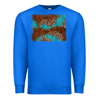 True Royal turquoise glitter leopard background Premium Sweatshirt - AdoDesignShop
