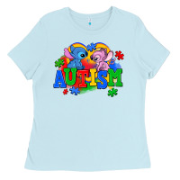 Baby Blue autism stitch with lilo Ladies Tee - AdoDesignShop