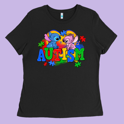 Autism Stitch With Lilo Ladies Tee Designed By Adodesignshop