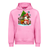 Fuchsia Pink merry christmas cow Urban Hoodie - MaliasSmallBusiness