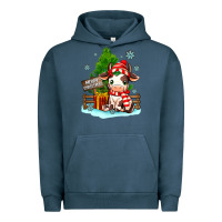 Pigment Midnight Navy merry christmas cow Urban Hoodie - MaliasSmallBusiness