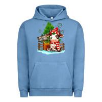 Pigment Pebble Blue merry christmas cow Urban Hoodie - MaliasSmallBusiness