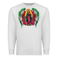 Oatmeal Heather mexican flag wings our lady of guadalupe Premium Sweatshirt - Artiststas