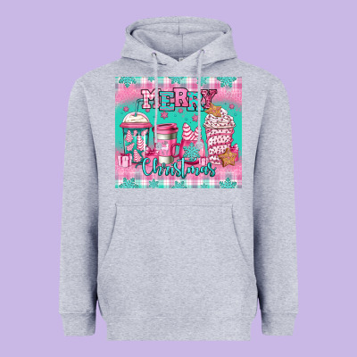 Merry Christmas Pink Coffee Heavyweight Hoodie Designed By Jasminsmagicworld