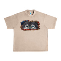 French Oak Wolf eyes american flag Urban Heavy Tee - RanaPortraitStore