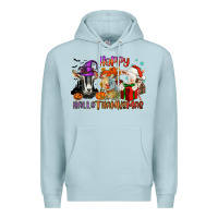 Blue Mist Happy Hallothanksmas goats Premium Hoodie - NancyCooperArtShop