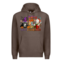 Coffee Happy Hallothanksmas goats Premium Hoodie - NancyCooperArtShop