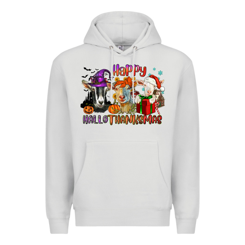 Happy Hallothanksmas Goats Premium Hoodie by NancyCooperArtShop | Teevron