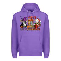 Purple Happy Hallothanksmas goats Premium Hoodie - NancyCooperArtShop