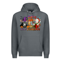 Rock Happy Hallothanksmas goats Premium Hoodie - NancyCooperArtShop