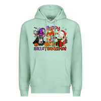 Seafoam Happy Hallothanksmas goats Premium Hoodie - NancyCooperArtShop