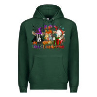 Sports Green Happy Hallothanksmas goats Premium Hoodie - NancyCooperArtShop