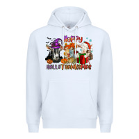 White Happy Hallothanksmas goats Premium Hoodie - NancyCooperArtShop