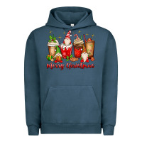 Pigment Midnight Navy merry christmas gnomes coffee cups Urban Hoodie - MaliasSmallBusiness
