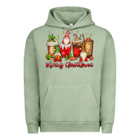 Pigment Oil Green merry christmas gnomes coffee cups Urban Hoodie - MaliasSmallBusiness