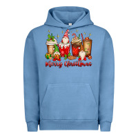Pigment Pebble Blue merry christmas gnomes coffee cups Urban Hoodie - MaliasSmallBusiness