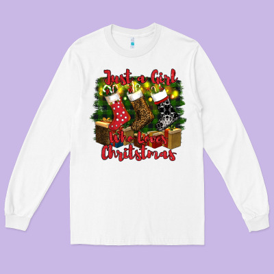 Just A Girl Who Loves Christmas Long Sleeve Tee Designed By Ranaportraitstore