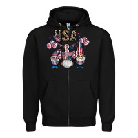 Black usa america gnome Zipper Hoodie - CowhideDigitalArt