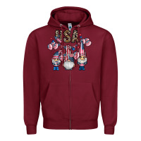 Burgundy usa america gnome Zipper Hoodie - CowhideDigitalArt