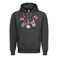 Charcoal Heather usa america gnome Zipper Hoodie - CowhideDigitalArt