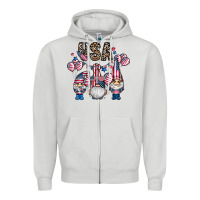 Dove Grey usa america gnome Zipper Hoodie - CowhideDigitalArt