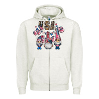 Oatmeal Heather usa america gnome Zipper Hoodie - CowhideDigitalArt