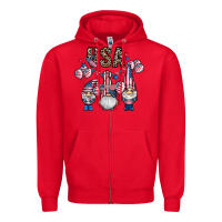 Red usa america gnome Zipper Hoodie - CowhideDigitalArt