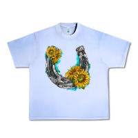 Grape Ice horseshoe cowhide and sunflowers Urban Heavy Tee - texasbilliewilder