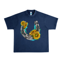 Navy horseshoe cowhide and sunflowers Urban Heavy Tee - texasbilliewilder