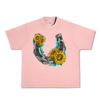 Salmon horseshoe cowhide and sunflowers Urban Heavy Tee - texasbilliewilder