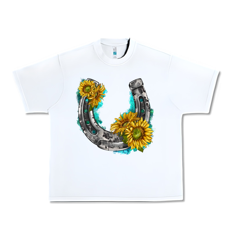 Horseshoe Cowhide And Sunflowers Urban Heavy Tee by texasbilliewilder | Teevron
