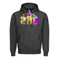 Charcoal Heather mardi gras tooth Zipper Hoodie - RacoonDesign