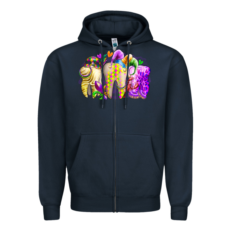 Mardi Gras Tooth Zipper Hoodie by RacoonDesign | Teevron