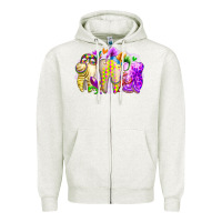 Oatmeal Heather mardi gras tooth Zipper Hoodie - RacoonDesign