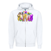 White mardi gras tooth Zipper Hoodie - RacoonDesign