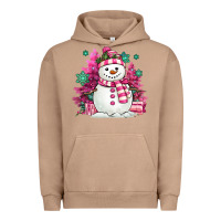 Pigment Burro pink christmas snowman Urban Hoodie - MaliasSmallBusiness