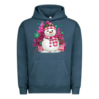 Pigment Midnight Navy pink christmas snowman Urban Hoodie - MaliasSmallBusiness