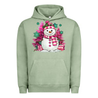 Pigment Oil Green pink christmas snowman Urban Hoodie - MaliasSmallBusiness