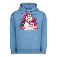 Pigment Pebble Blue pink christmas snowman Urban Hoodie - MaliasSmallBusiness