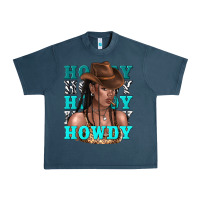 Midnight Navy howdy howdy black girl Urban Heavy Tee - texasbilliewilder