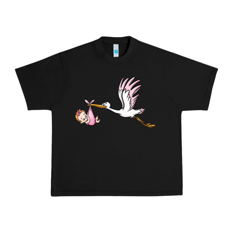Stork With Baby Girl Urban Heavy Tee by BarkalooDesign | Teevron