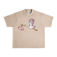 French Oak stork with baby girl Urban Heavy Tee - BarkalooDesign