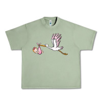 Oil Green stork with baby girl Urban Heavy Tee - BarkalooDesign