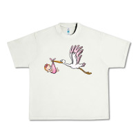 Pistachio stork with baby girl Urban Heavy Tee - BarkalooDesign