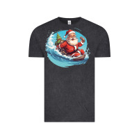 Vintage Black surf happy santa Vintage Tee - Unal Design