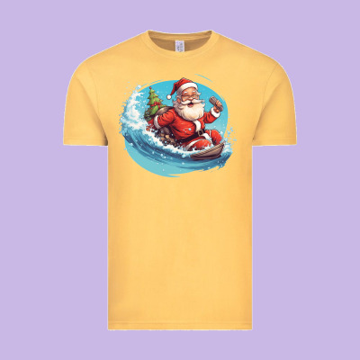 Surf Happy Santa Vintage Tee Designed By Unal Design