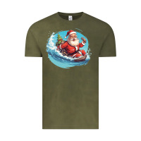 Vintage Olive surf happy santa Vintage Tee - Unal Design