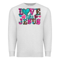 Oatmeal Heather love like jesus valentine's day Premium Sweatshirt - AdoDesignShop